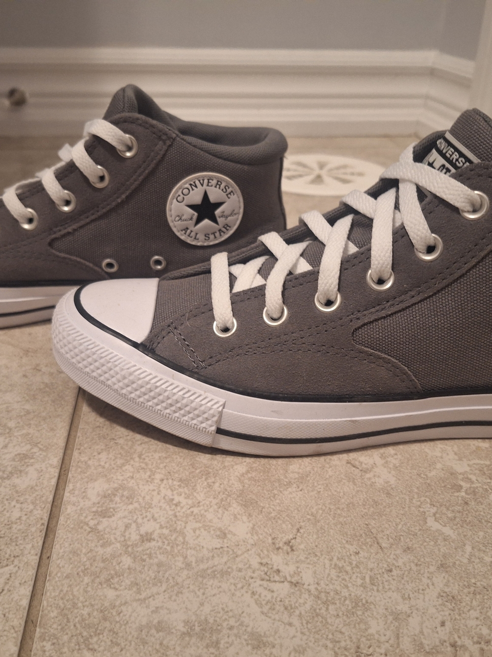 Converse Gray and White High Top Sneakers
